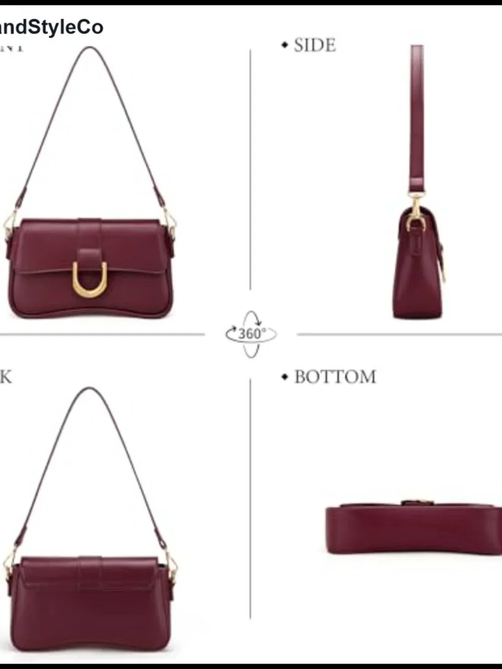 Vegan Leather Small Shoulder Bag Retro Hobo Convertible Clutch